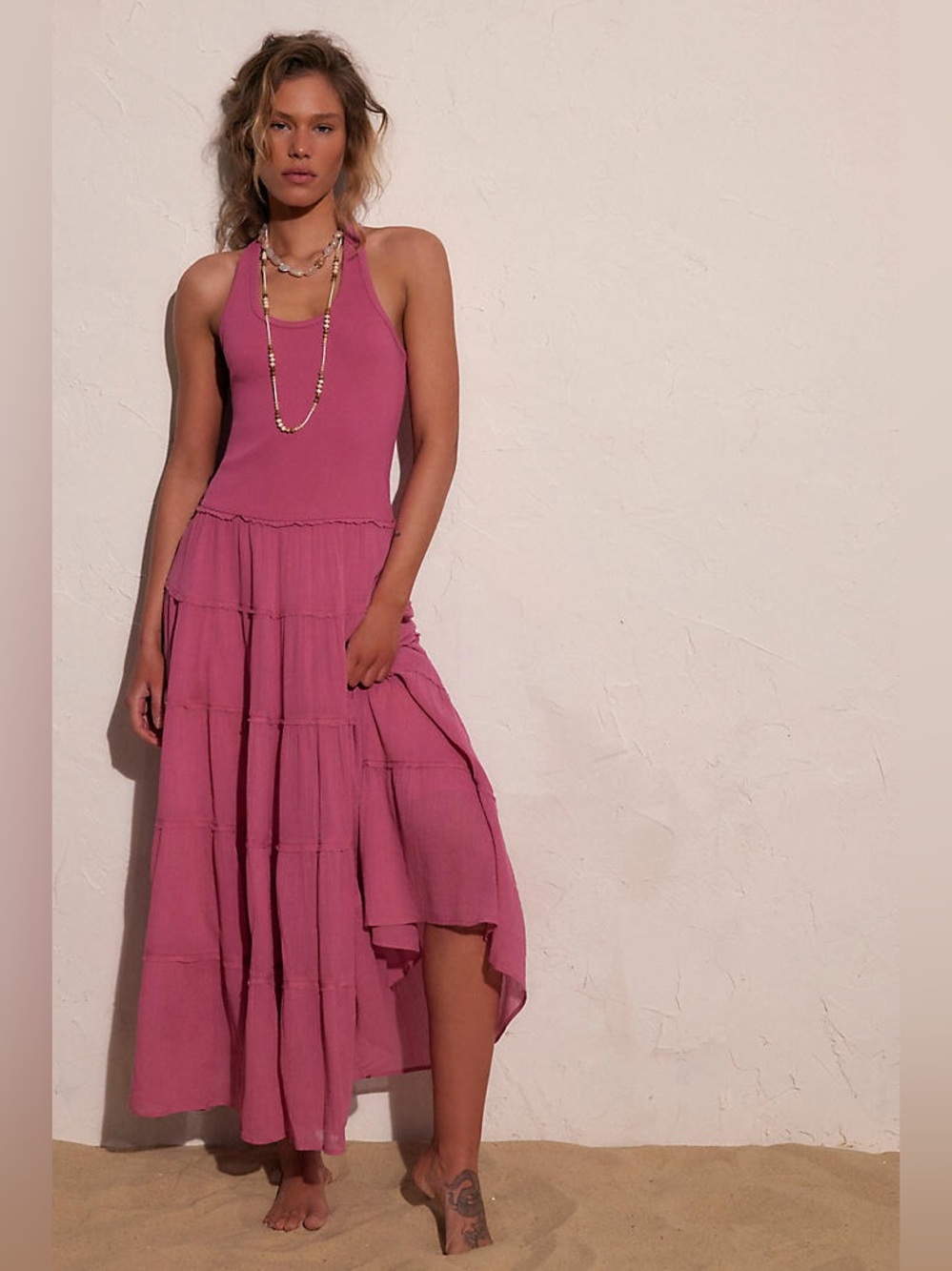 NEW FREE PEOPLE Set Sail Maxi Dress Island Flower Pink Size Small